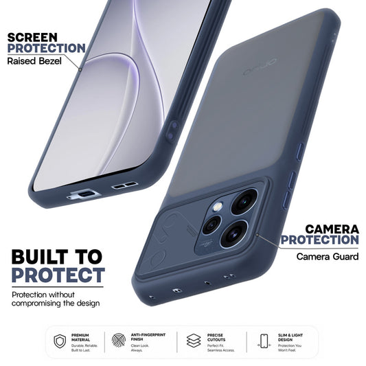 Premium Frosted Back Cover with Textured Camera Design & Metal-Look Buttons for Oppo Reno 15 5G