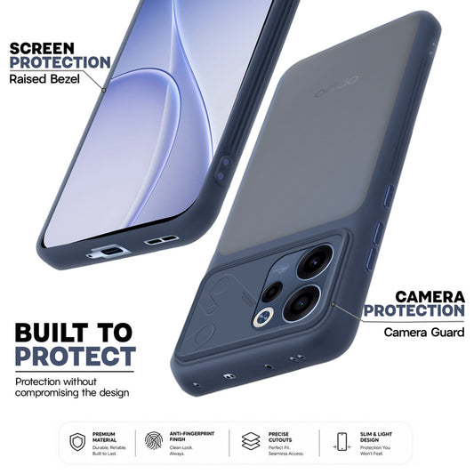 Premium Frosted Back Cover with Textured Camera Design & Metal-Look Buttons for Oppo Reno 15C 5G