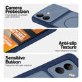 Blue phone case for POCO X8 5G showing camera safety edges, anti slip side grip and easy press button covers.