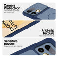 Blue phone case for Realme 16 Pro 5G showing camera safety edges, anti slip side grip and easy press button covers.