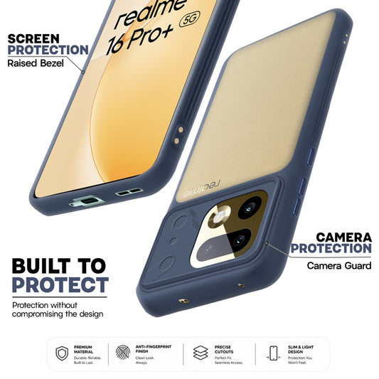 Premium Frosted Back Cover with Textured Camera Design & Metal-Look Buttons for Realme 16 Pro 5G