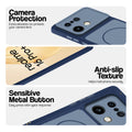 Blue Phone case for Realme 16 Pro Plus 5G highlighting raised camera protection, anti-slip texture, and responsive side buttons