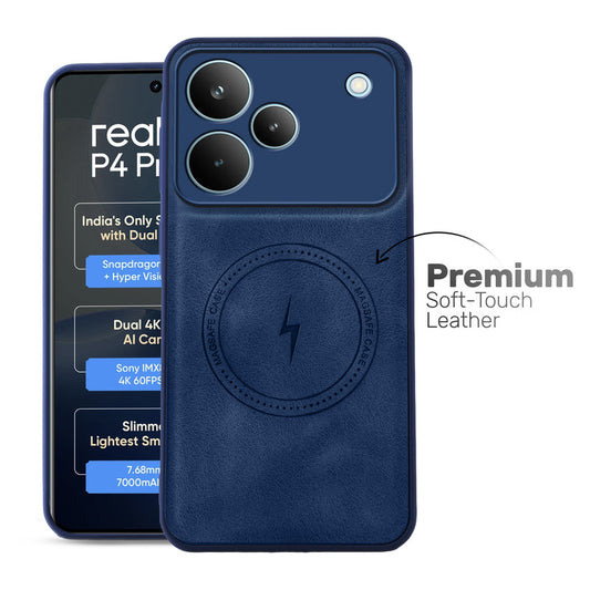 Refined PU Leather Case for Realme P4 Pro 5G , with Support for MagSafe & Wireless Accessories