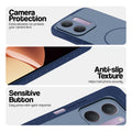 Blue phone case for Redmi 17C 5G showing camera safety edges, anti slip side grip and easy press button covers.