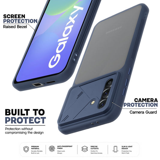 Premium Frosted Back Cover with Textured Camera Design & Metal-Look Buttons for Samsung A36 5G