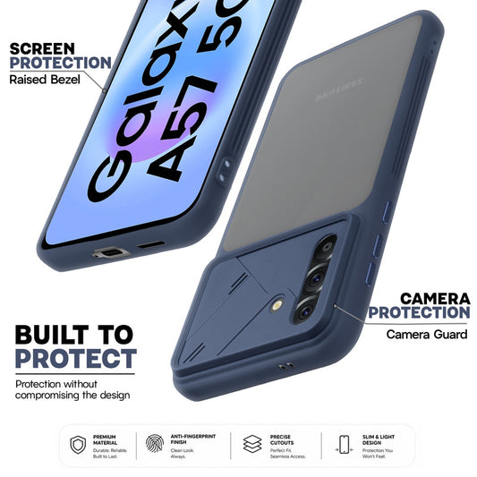 Premium Frosted Back Cover with Textured Camera Design & Metal-Look Buttons for Samsung A57 5G