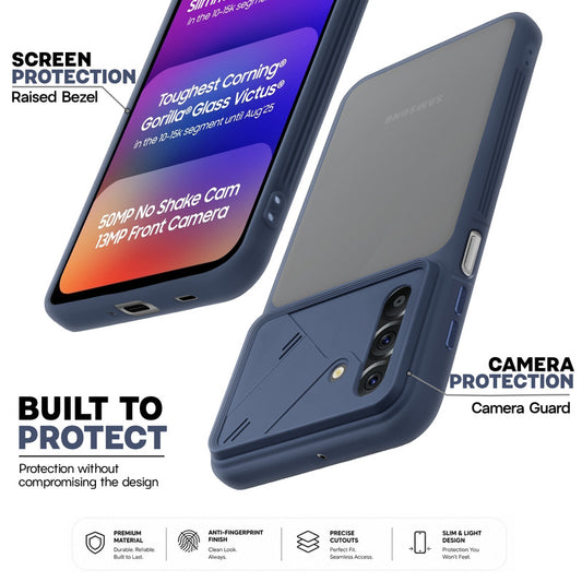 Premium Frosted Back Cover with Textured Camera Design & Metal-Look Buttons for Samsung F17 5G