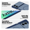 Blue Phone case for Samsung M07 highlighting raised camera protection, anti-slip texture, and responsive side buttons