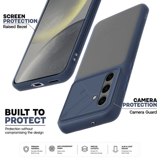Premium Frosted Back Cover with Textured Camera Design & Metal-Look Buttons for Samsung S24 5G