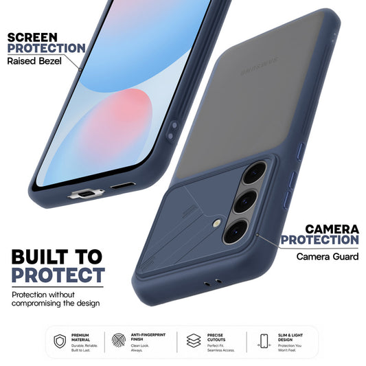 Premium Frosted Back Cover with Textured Camera Design & Metal-Look Buttons for Samsung S24 FE 5G