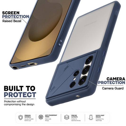 Premium Frosted Back Cover with Textured Camera Design & Metal-Look Buttons for Samsung S25 Ultra 5G
