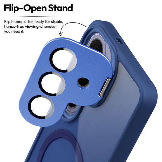 Samsung S26 5G Case with MagSafe Compatibility, Flip-Open Camera Cover Stand, Glossy Glass Back & Metallic Buttons