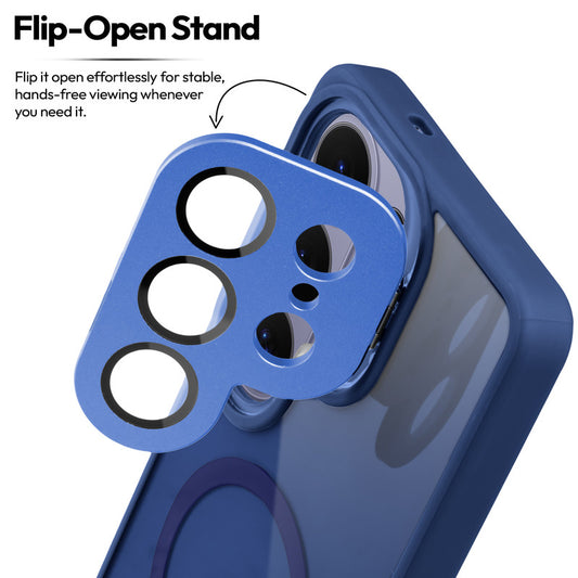 Samsung S26 Ultra 5G Case with MagSafe Compatibility, Flip-Open Camera Cover Stand, Glossy Glass Back & Metallic Buttons
