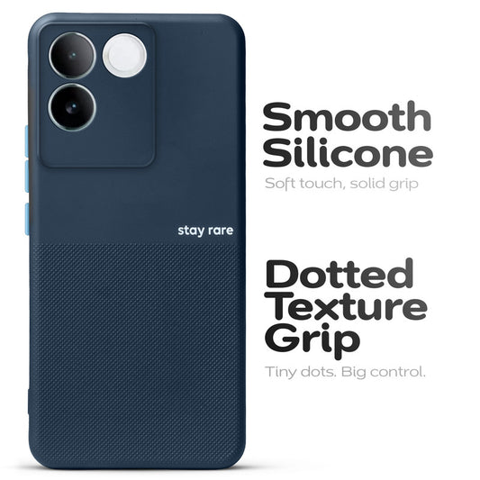 Premium Silicone Textured Case With Camera Protection & Inner Microfiber Lining Back Cover For Vivo T2 Pro 5G