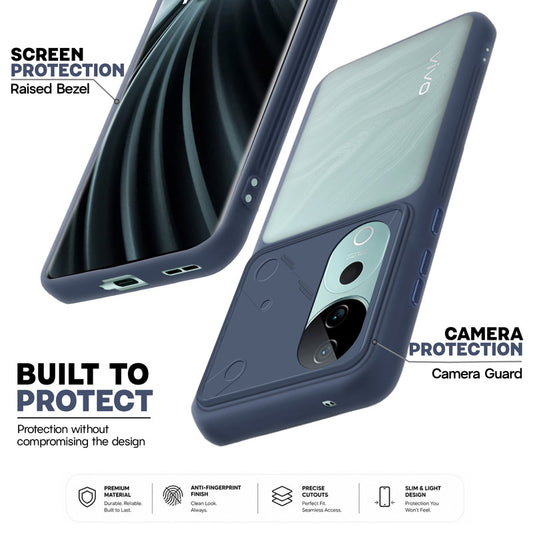 Premium Frosted Back Cover with Textured Camera Design & Metal-Look Buttons for Vivo T3 Ultra 5G