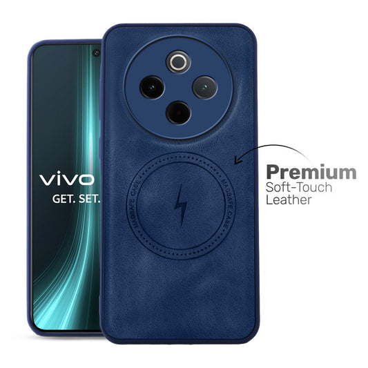 Refined PU Leather Case for Vivo T4 5G , with Support for MagSafe & Wireless Accessories