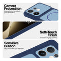 Blue phone case for Vivo T4 Pro 5G showing camera safety edges, anti slip side grip and easy press button covers.