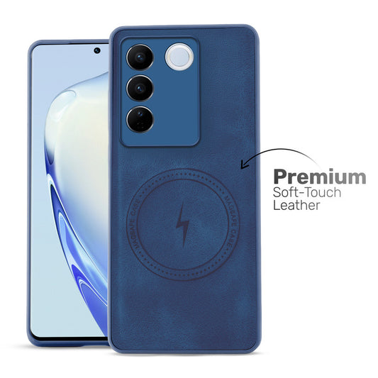 Refined PU Leather Case for Vivo V27 5G , with Support for MagSafe & Wireless Accessories