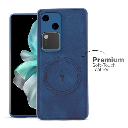 Refined PU Leather Case for Vivo V30 5G , with Support for MagSafe & Wireless Accessories