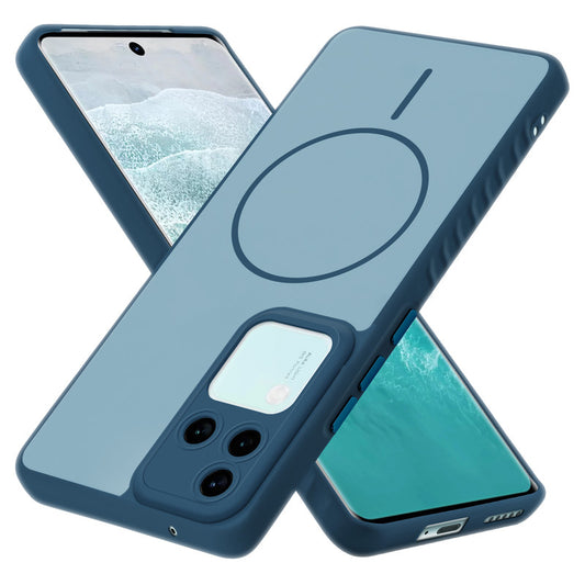 Matte Silicone Dual Color Back Cover with Metal Buttons & Ring Design for Vivo V30 Pro 5G