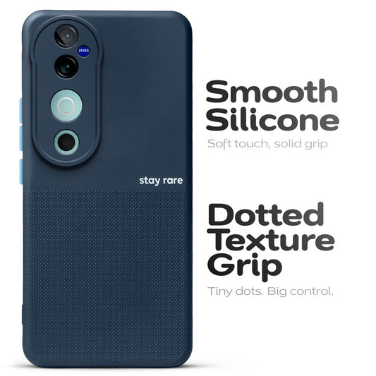 Premium Silicone Textured Case With Camera Protection & Inner Microfiber Lining Back Cover For Vivo V40 5G