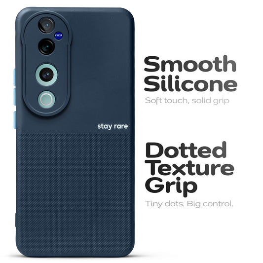 Premium Silicone Textured Case With Camera Protection & Inner Microfiber Lining Back Cover For Vivo V40 Pro 5G