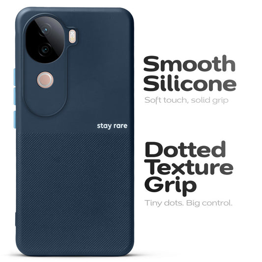 Premium Silicone Textured Case With Camera Protection & Inner Microfiber Lining Back Cover For Vivo V40e 5G