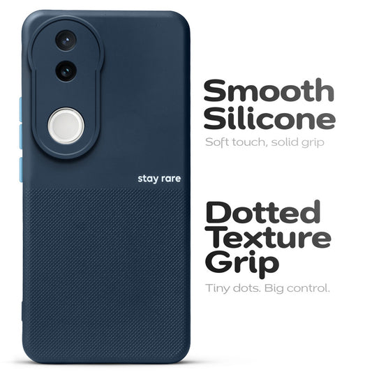Premium Silicone Textured Case With Camera Protection & Inner Microfiber Lining Back Cover For Vivo V50 5G