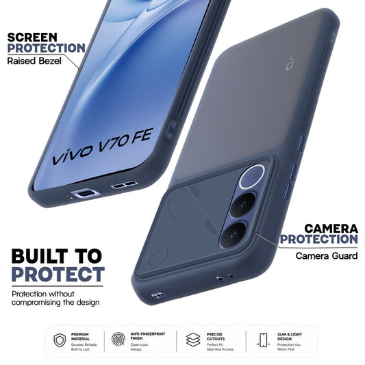 Premium Frosted Back Cover with Textured Camera Design & Metal-Look Buttons for Vivo V70 FE 5G