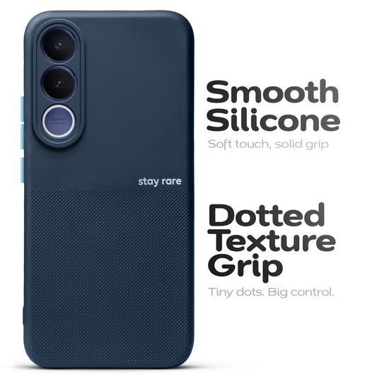Premium Silicone Textured Case With Camera Protection & Inner Microfiber Lining Back Cover For Vivo V70 FE 5G