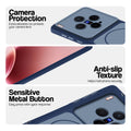Blue Phone case for Vivo X300 5G highlighting raised camera protection, anti-slip texture, and responsive side buttons