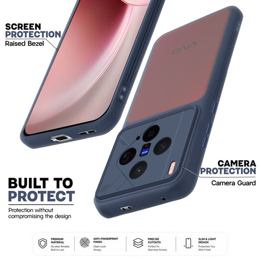 Premium Frosted Back Cover with Textured Camera Design & Metal-Look Buttons for Vivo X300 5G