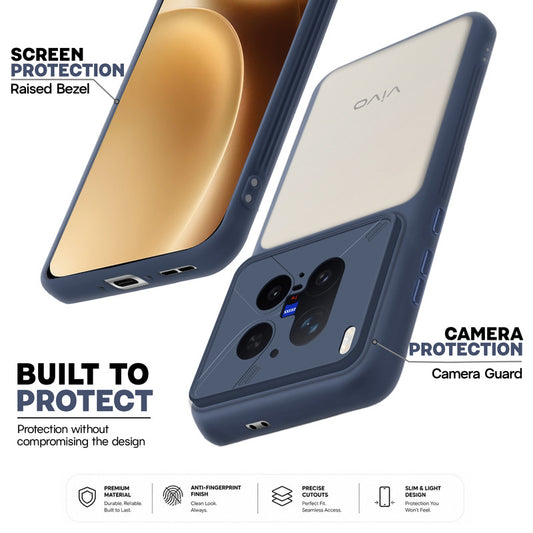 Premium Frosted Back Cover with Textured Camera Design & Metal-Look Buttons for Vivo X300 Pro 5G