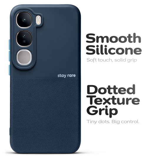 Premium Silicone Textured Case With Camera Protection & Inner Microfiber Lining Back Cover For Vivo Y300 5G