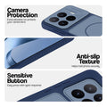 Blue phone case for Xiaomi 17T 5G showing camera safety edges, anti slip side grip and easy press button covers.