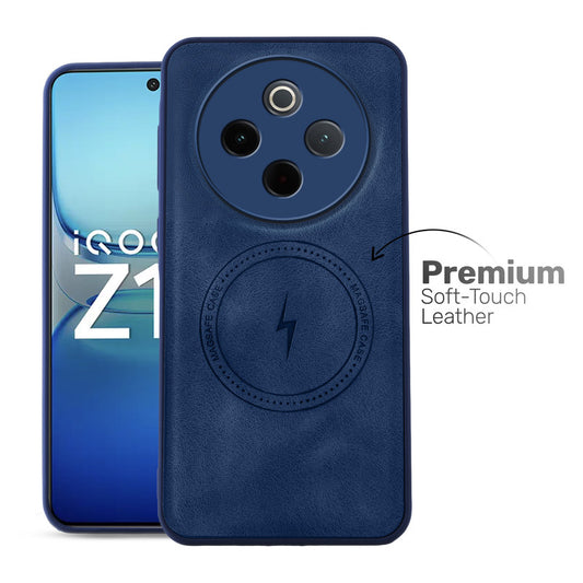 Refined PU Leather Case for iQOO Z10 5G , with Support for MagSafe & Wireless Accessories