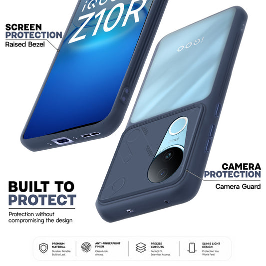 Premium Frosted Back Cover with Textured Camera Design & Metal-Look Buttons for iQOO Z10R 5G