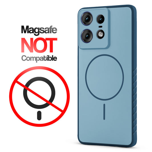 Matte Silicone Dual Color Back Cover with Metal Buttons & Ring Design for Motorola Moto Edge 50 Pro 5G