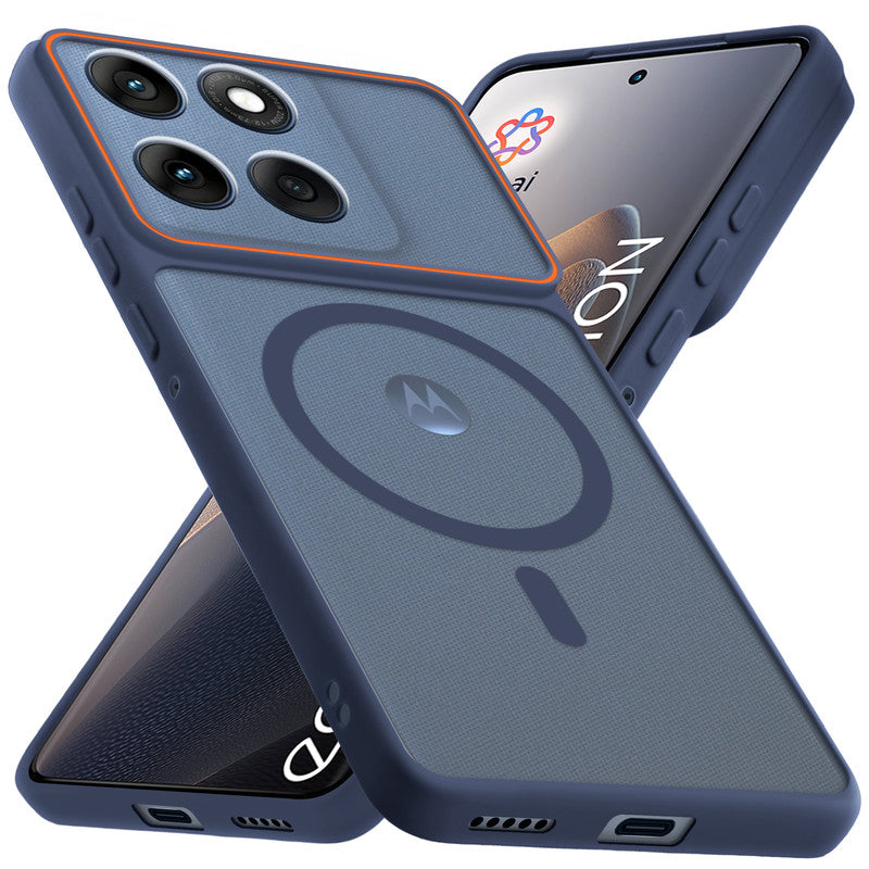 Premium Magnetic Case for Motorola Moto Edge 60 Fusion 5G with Frosted Back, Soft Silicone Edges & Raised Camera Protection