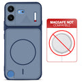 Blue back cover for Nothing Phone 4B 5G with printed ring pattern and message showing not compatible with MagSafe charging.