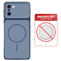 Dual tone silicone Blue phone cover for OnePlus 15R 5G showing wireless charging not supported notice
