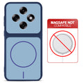 Blue back cover for Oppo F31 Pro 5G with printed ring pattern and message showing not compatible with MagSafe charging.