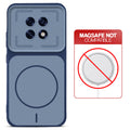 Blue back cover for Oppo F31 Pro Plus 5G with printed ring pattern and message showing not compatible with MagSafe charging.