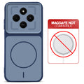 Blue back cover for Poco C75 5G with printed ring pattern and message showing not compatible with MagSafe charging.