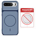 Blue back cover for Realme 16 5G with printed ring pattern and message showing not compatible with MagSafe charging.