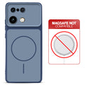 Dual tone silicone Blue phone cover for Realme 16 Pro Plus 5G showing wireless charging not supported notice