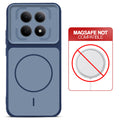 Blue back cover for Redmi Note 15 5G with printed ring pattern and message showing not compatible with MagSafe charging.