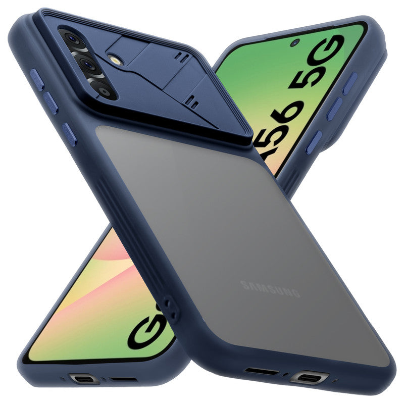 Premium Frosted Back Cover with Textured Camera Design & Metal-Look Buttons for Samsung A56 5G