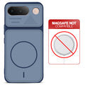 Blue back cover for Vivo T5 5G with printed ring pattern and message showing not compatible with MagSafe charging.