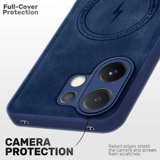 Refined PU Leather Case for Vivo V60 5G , with Support for MagSafe & Wireless Accessories